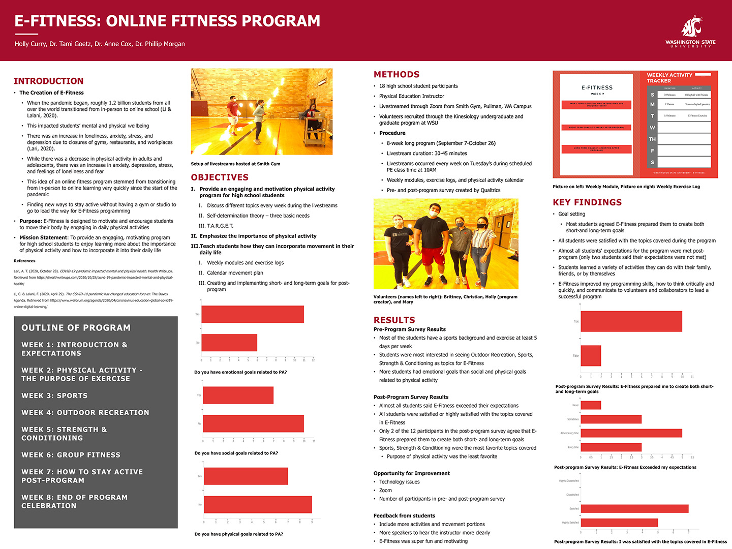 WSU Showcase Poster: E-Fitness: Online Fitness Program; Holly Curry, Dr. Tami Goetz, Dr. Anne Cox, Dr. Phillip Morgan